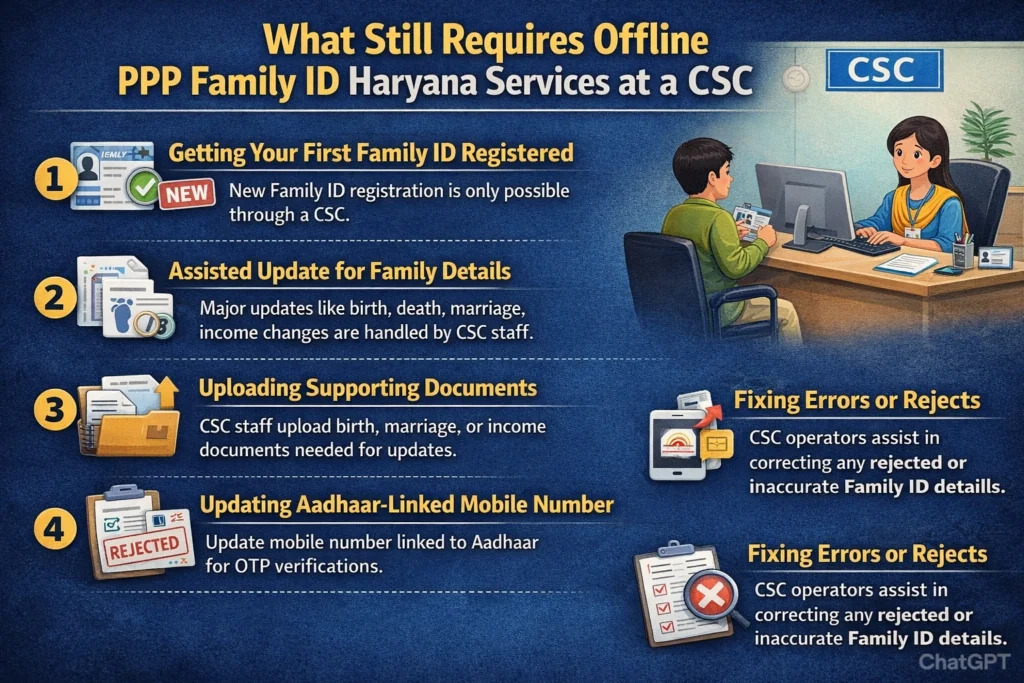 What Still Requires Offline Family ID services at a CSC